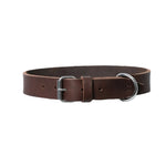 Brown leather dog collar front