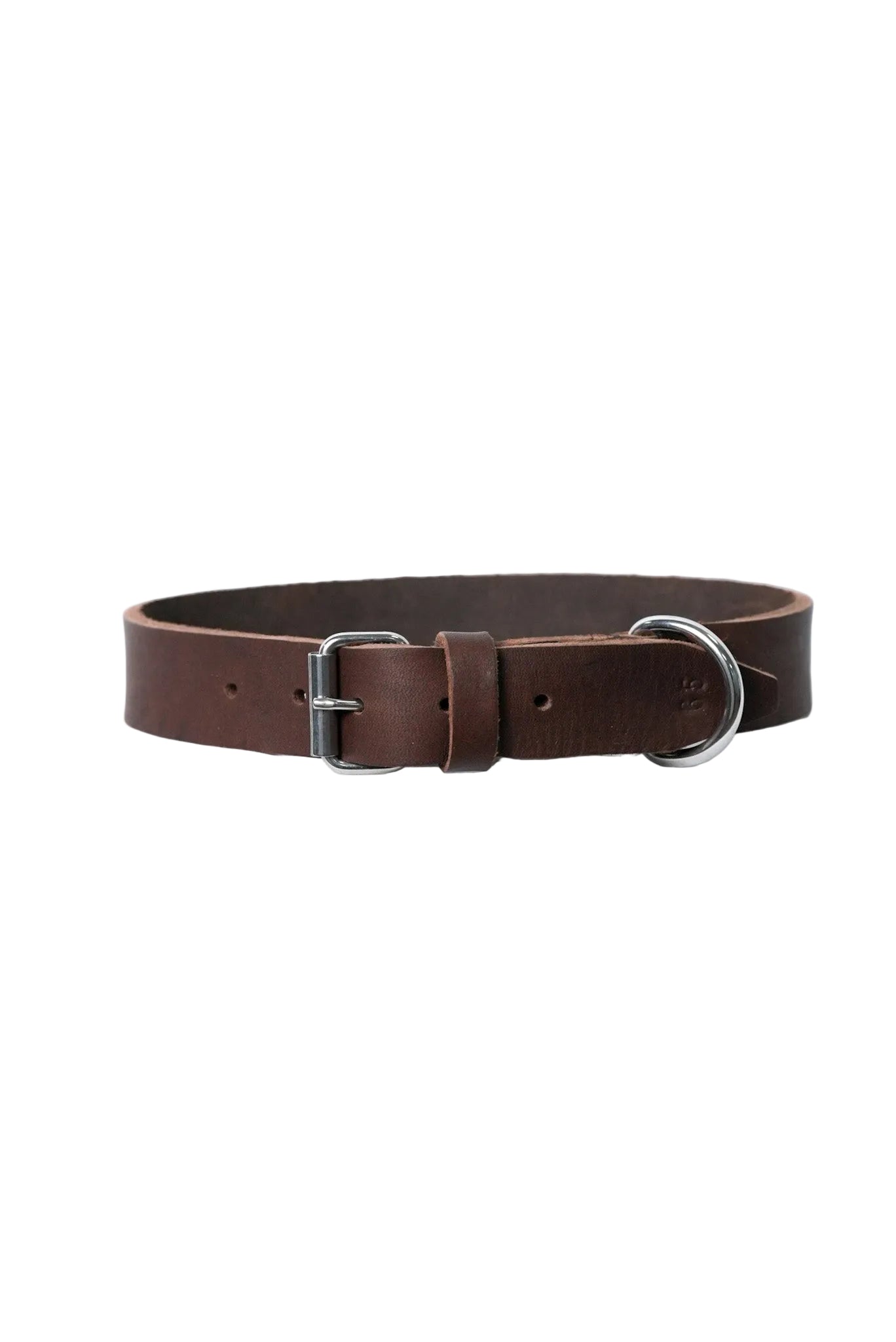 Brown leather dog collar front