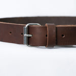 Brown leather dog collar front buckle