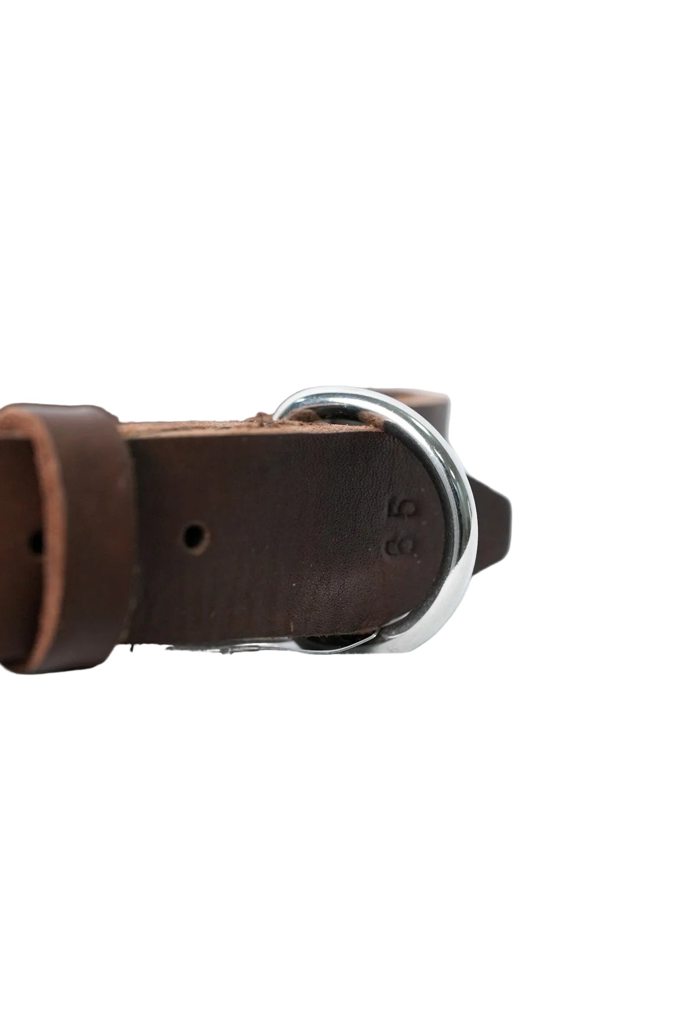 Brown leather dog collar stainless steel hoop