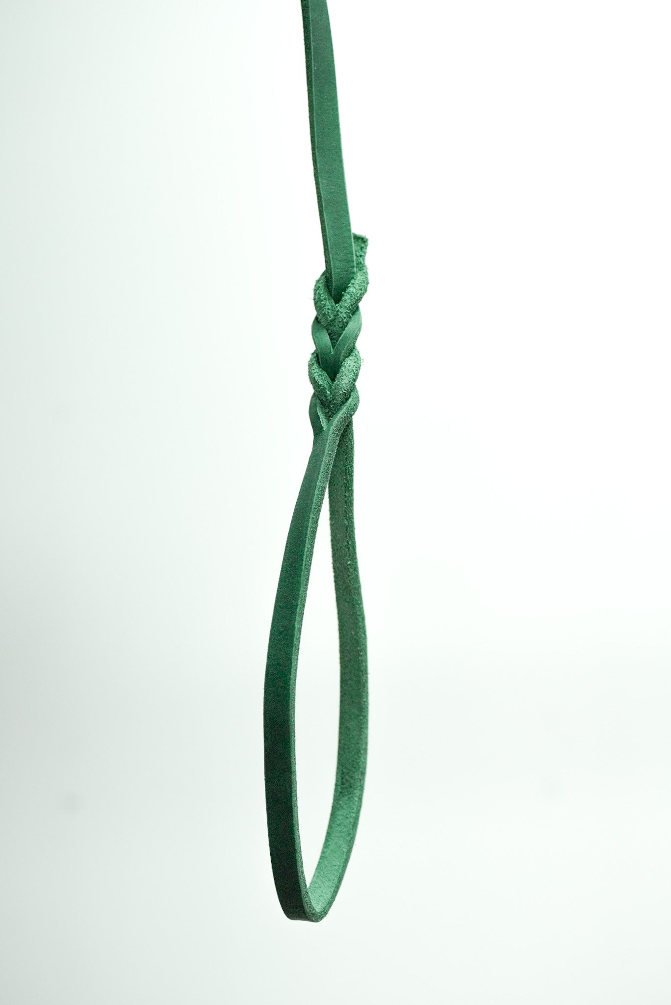 Green Leather Leash 10mm with handle