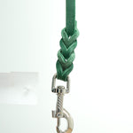 Green Leather Leash with Stainless Steel Clip 16mm