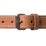 Leather Dog Collar light brown with stitching buckle