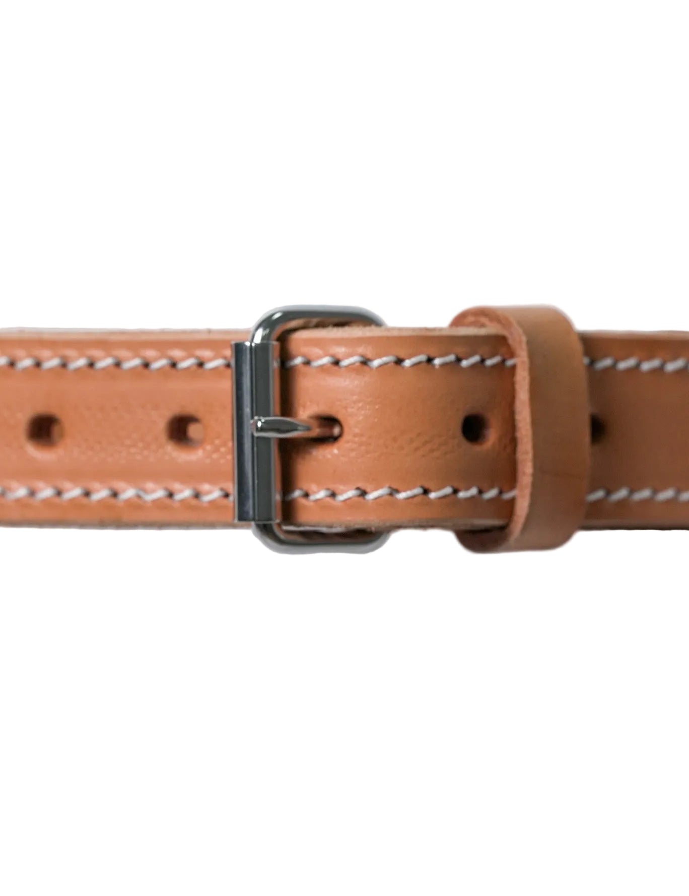 Leather Dog Collar light brown with stitching buckle