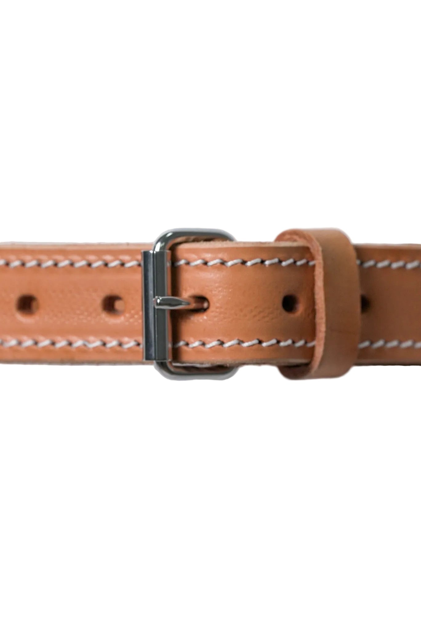Leather Dog Collar light brown with stitching buckle