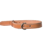 Leather Dog Collar light brown with stitching clip