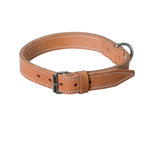 Leather Dog Collar light brown with stitching top