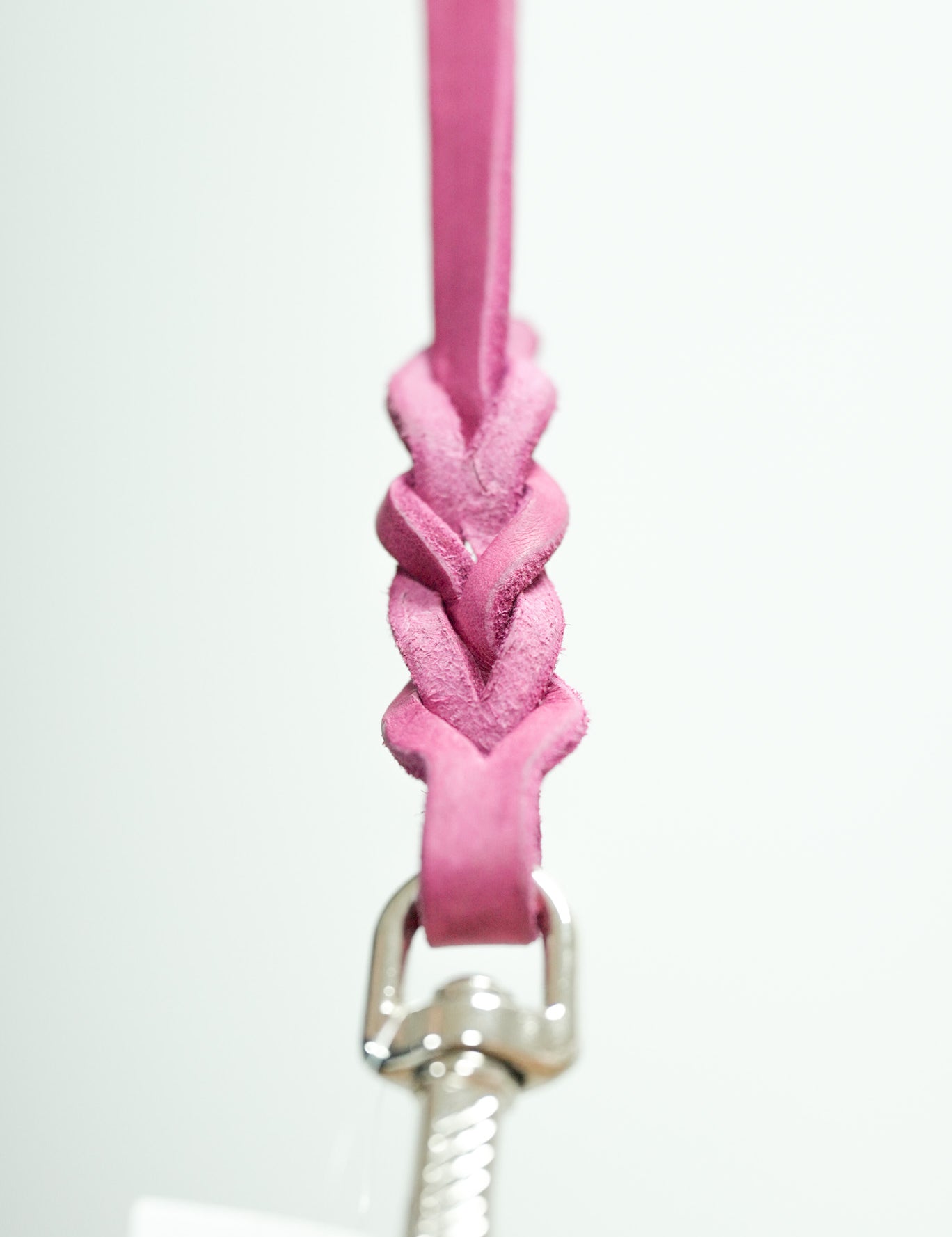 Pink Leather Leash stainless steel clip