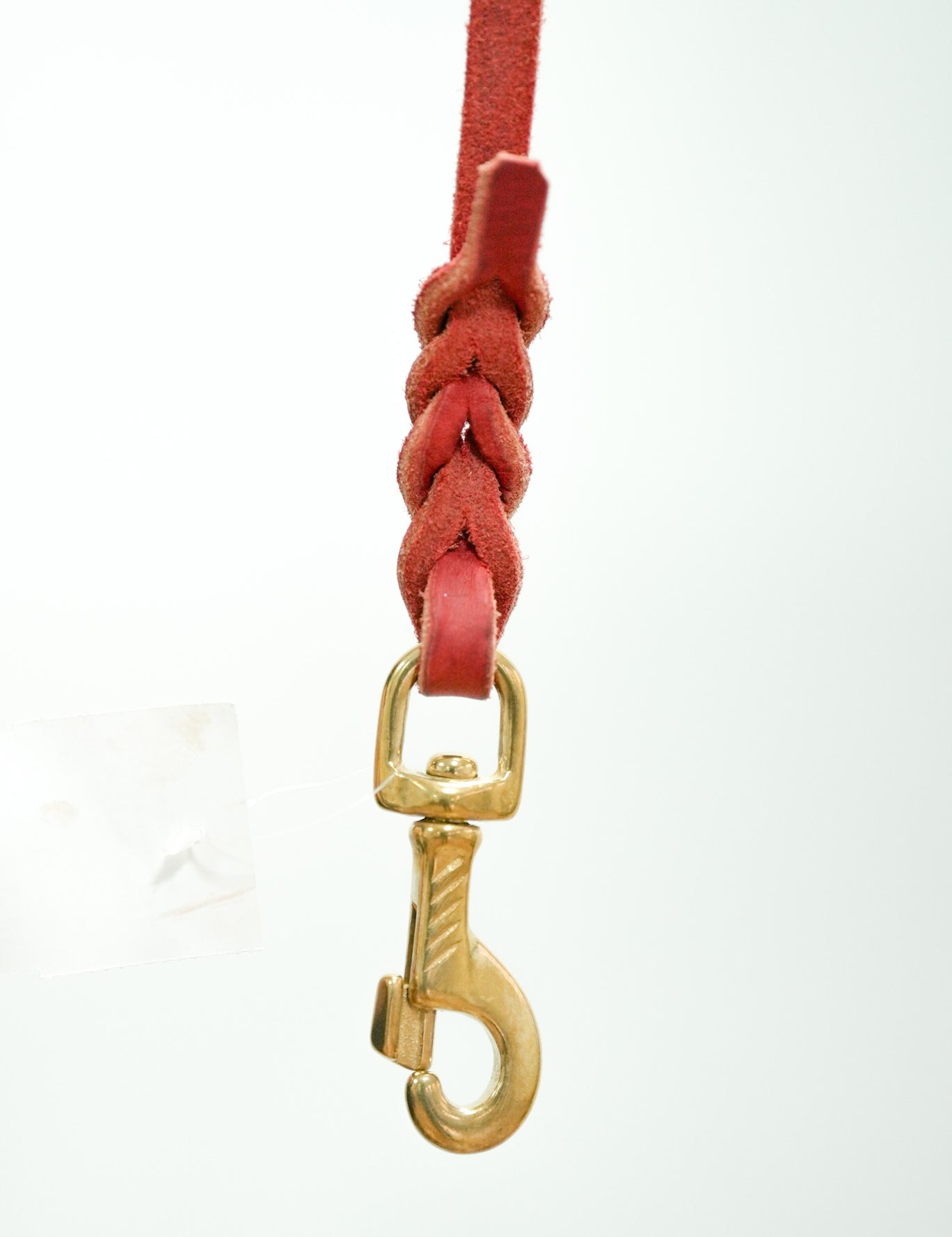 Red Leather Leash 10mm brass clip