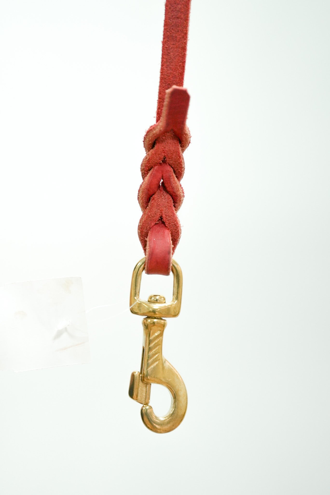 Red Leather Leash 10mm brass clip