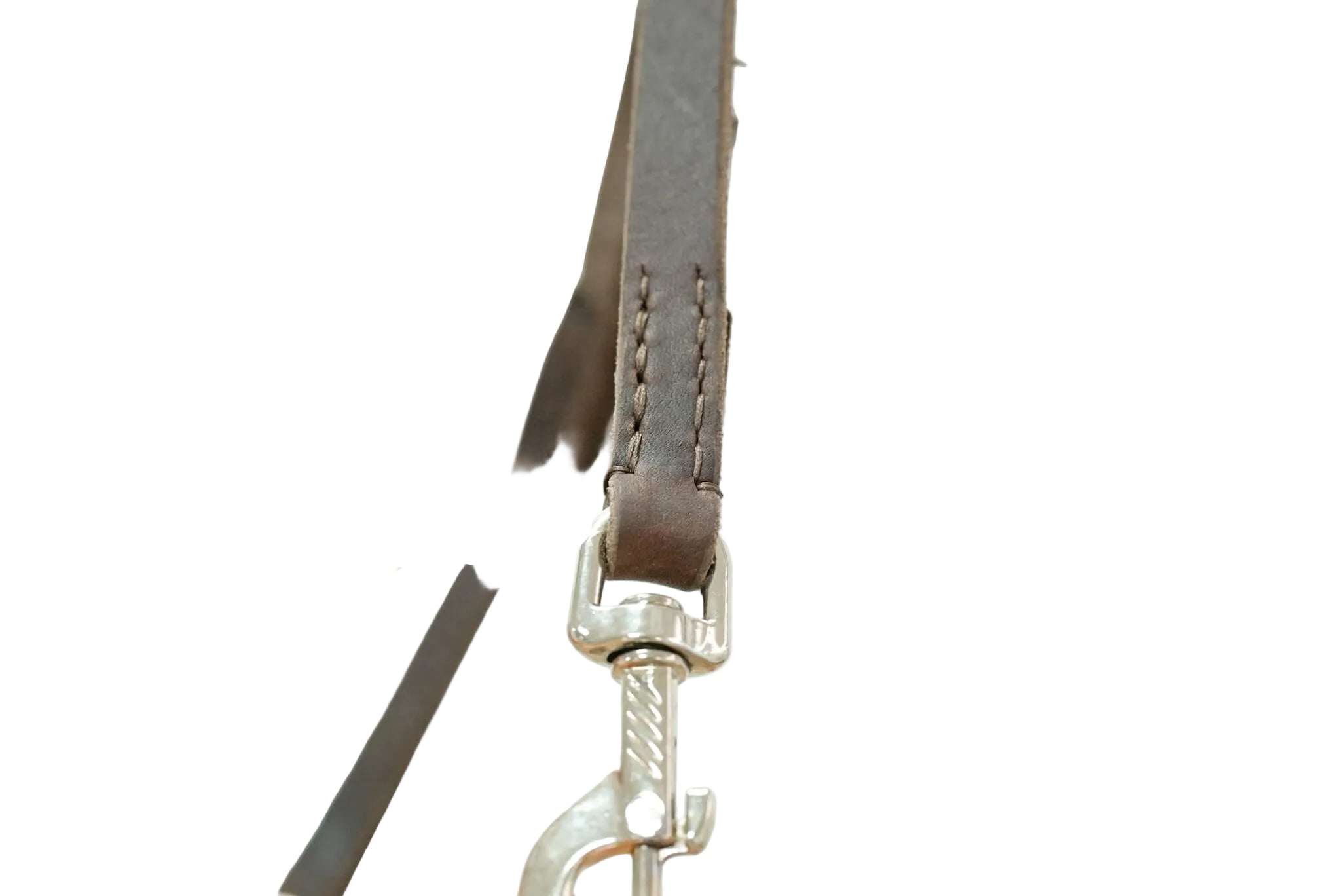 Schweikert Adjustable Leather Lead with Ring brown hook close-up