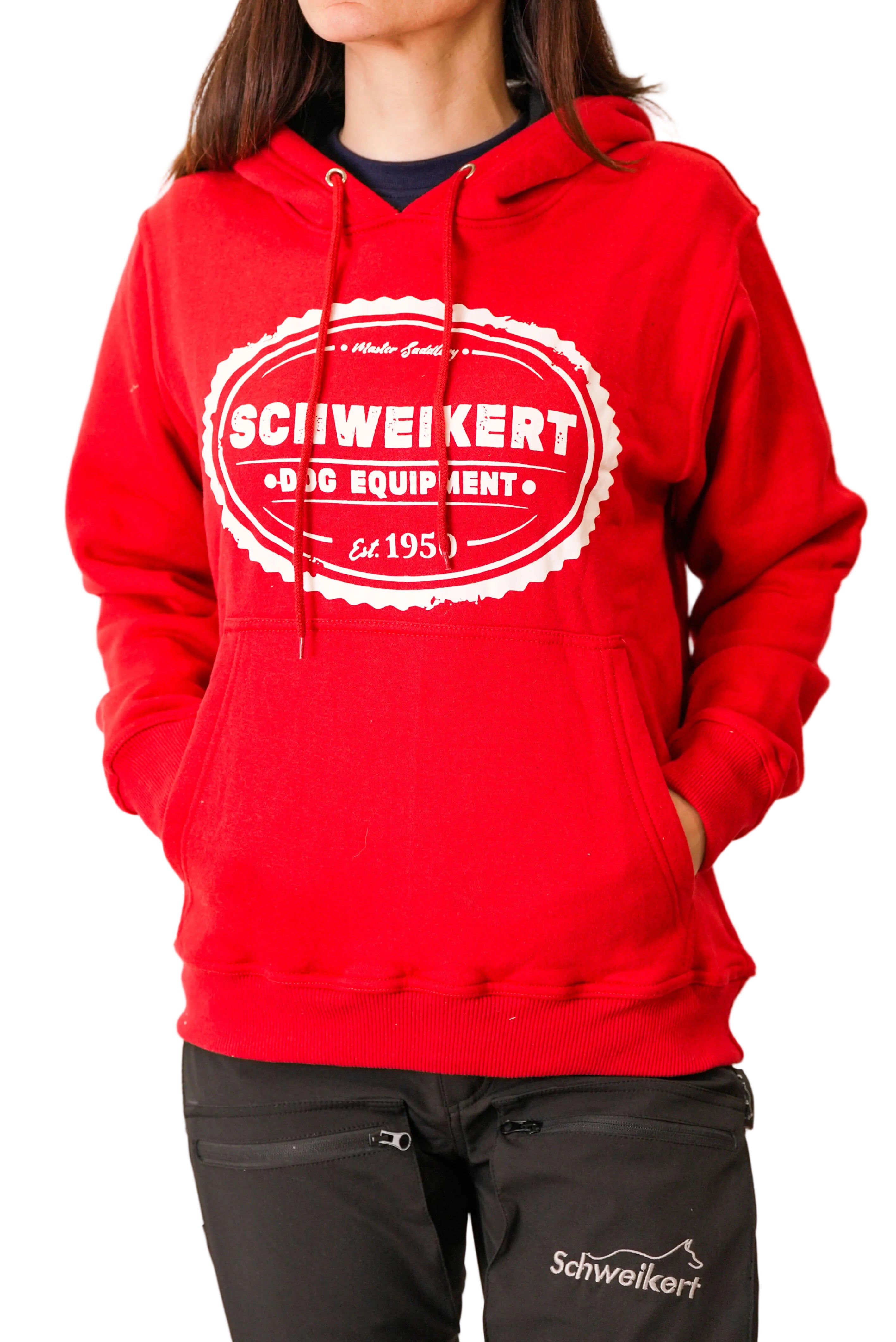 Schweikert Dog Training Hoodie Unisex Red front pockets
