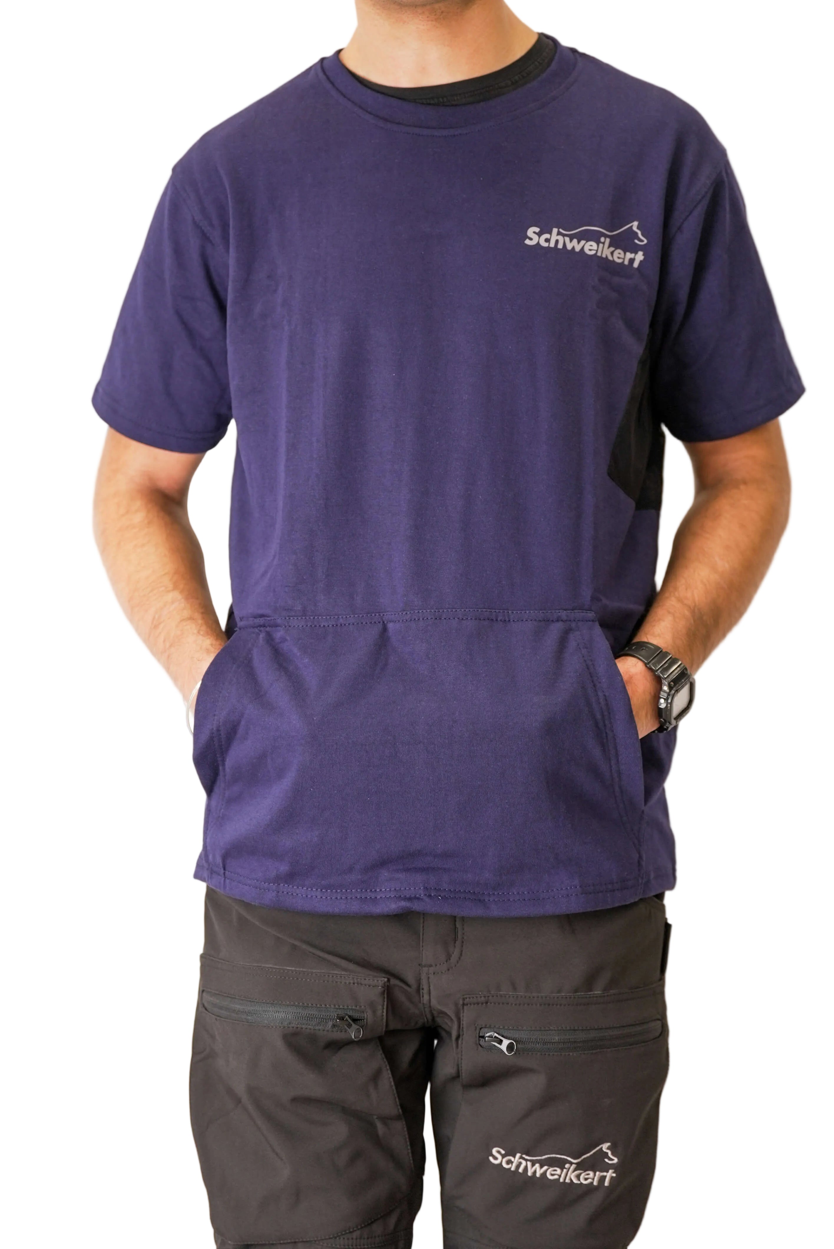 Schweikert Dog Training T-Shirt Unisex Navy front pockets alternate