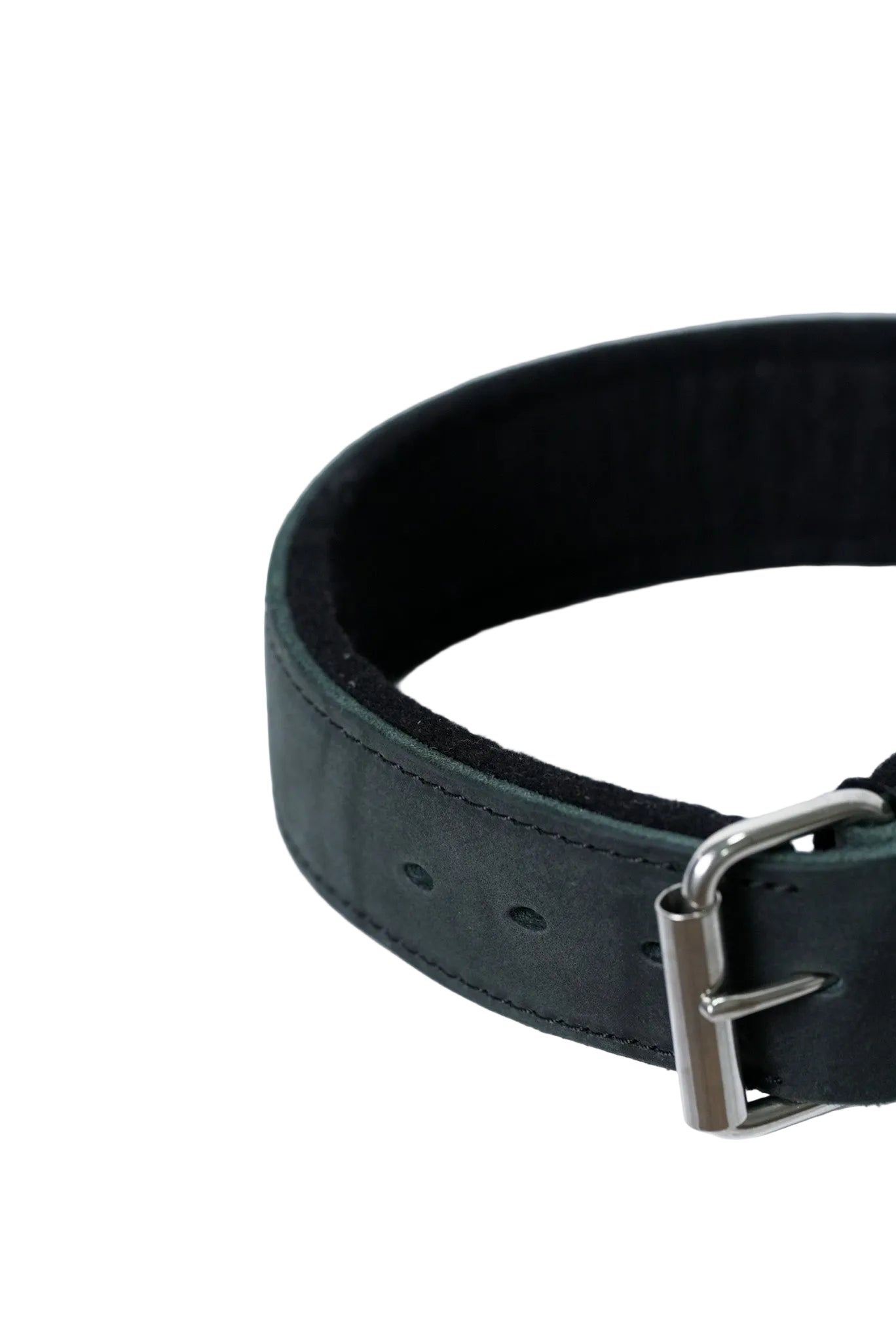 Schweikert Leather Dog Collar with Felt Padding 50 mm Black side buckle