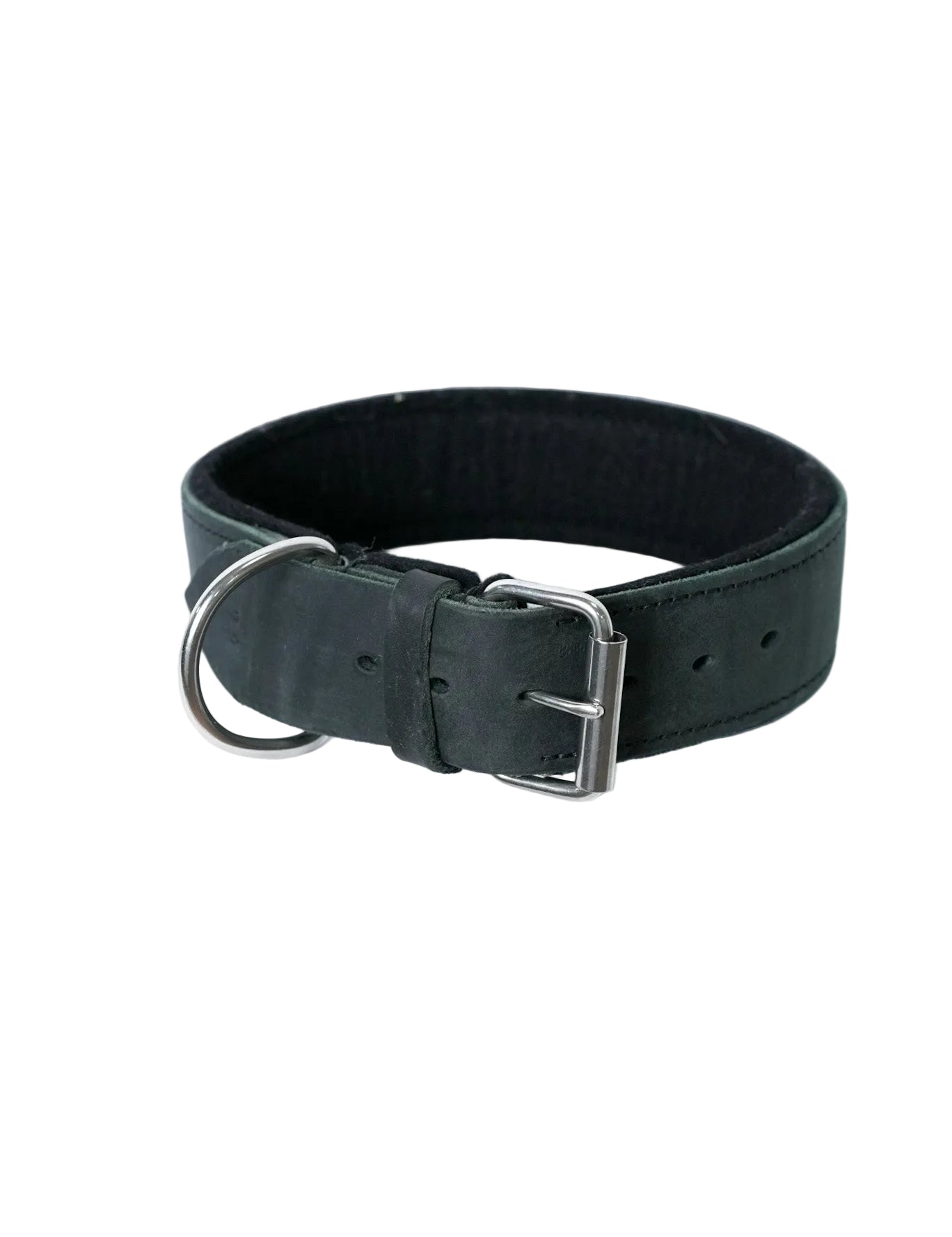 Schweikert Leather Dog Collar with Felt Padding 50 mm Black top