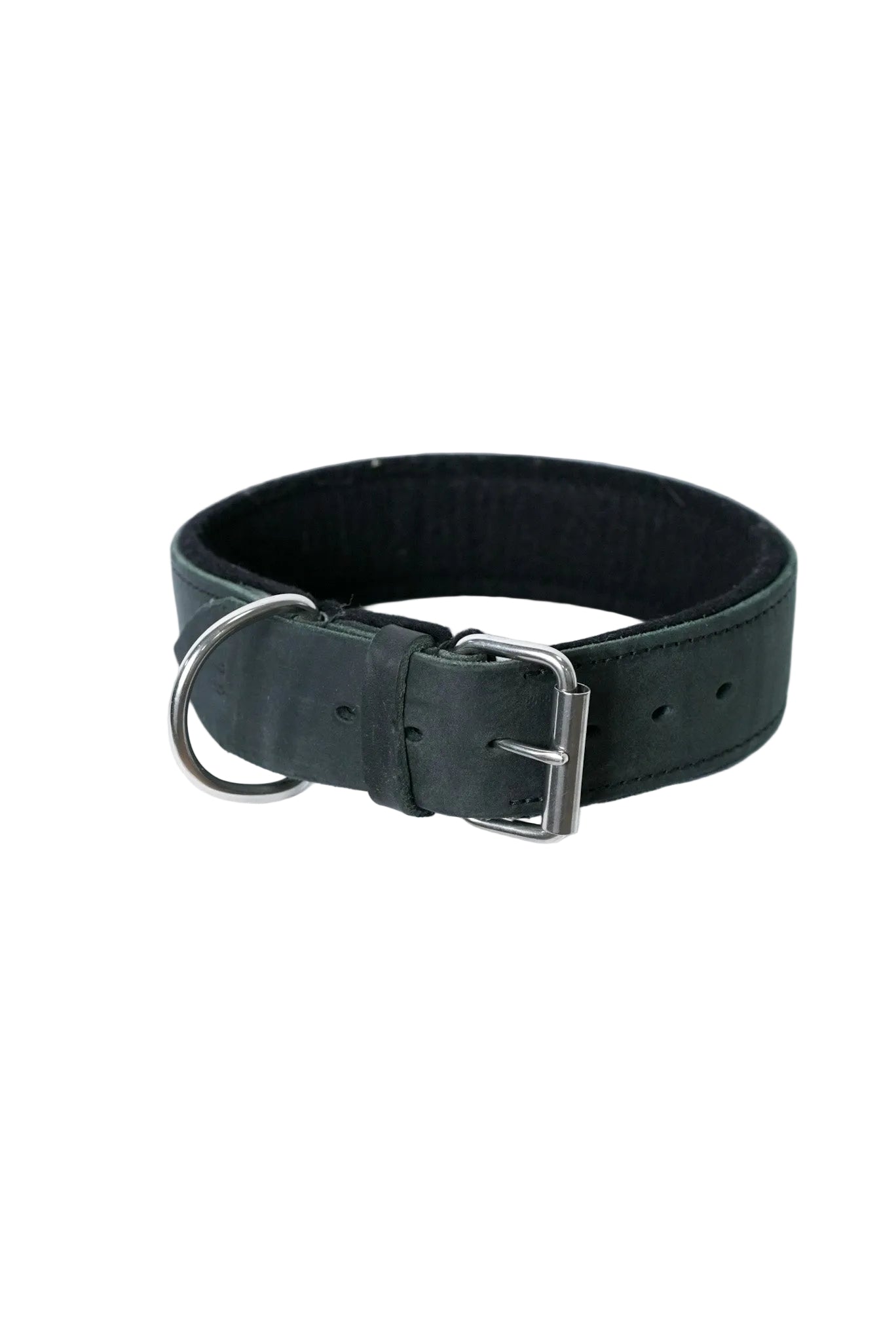 Schweikert Leather Dog Collar with Felt Padding 50 mm Black top
