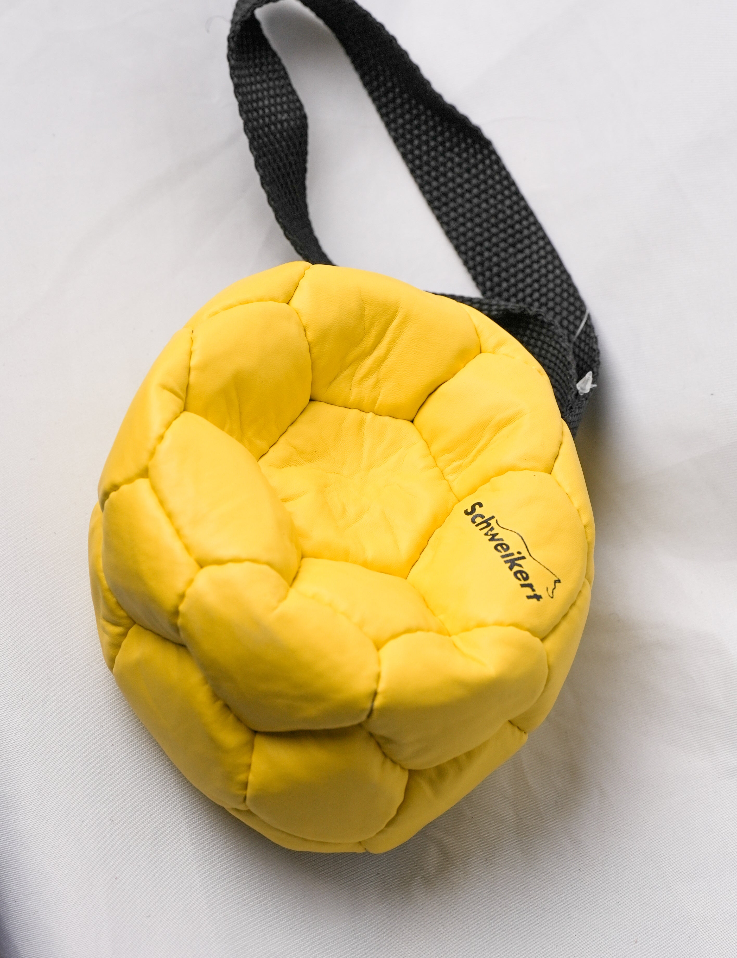 Schweikert Leather Football with Handle - Air-Filled yellow top