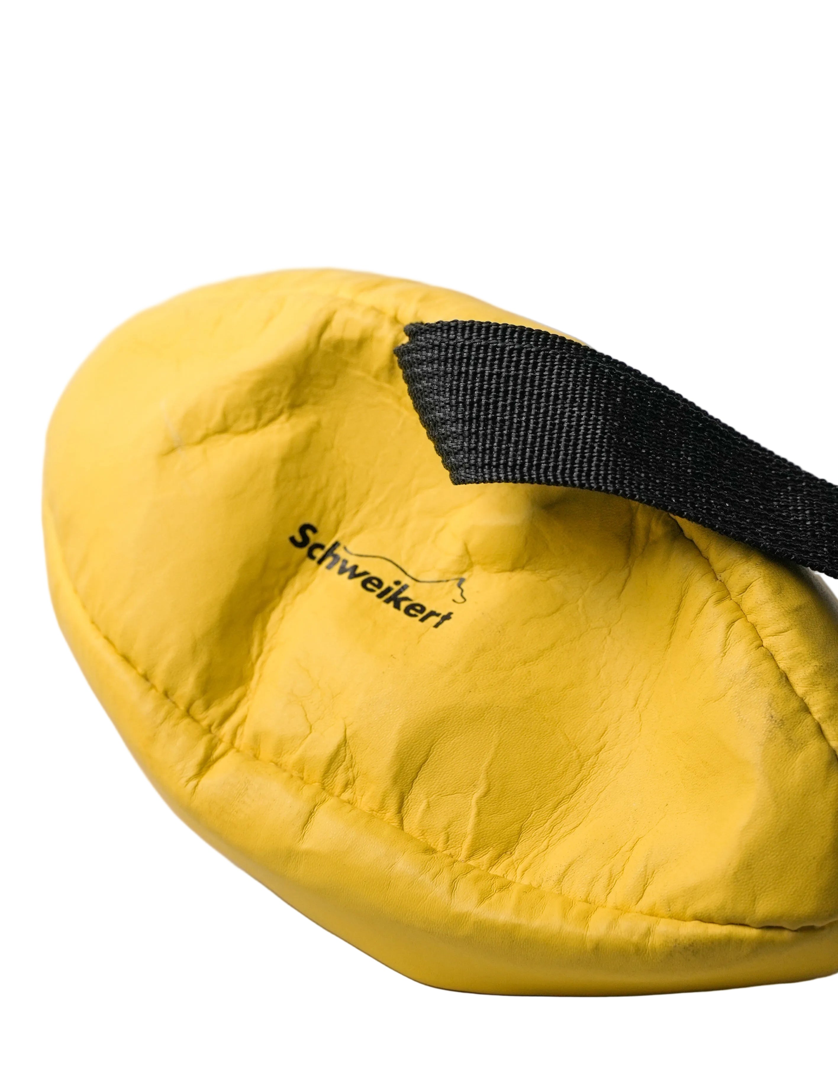 Schweikert Leather Rugby Ball with Handle - Air-Filled 20cm yellow