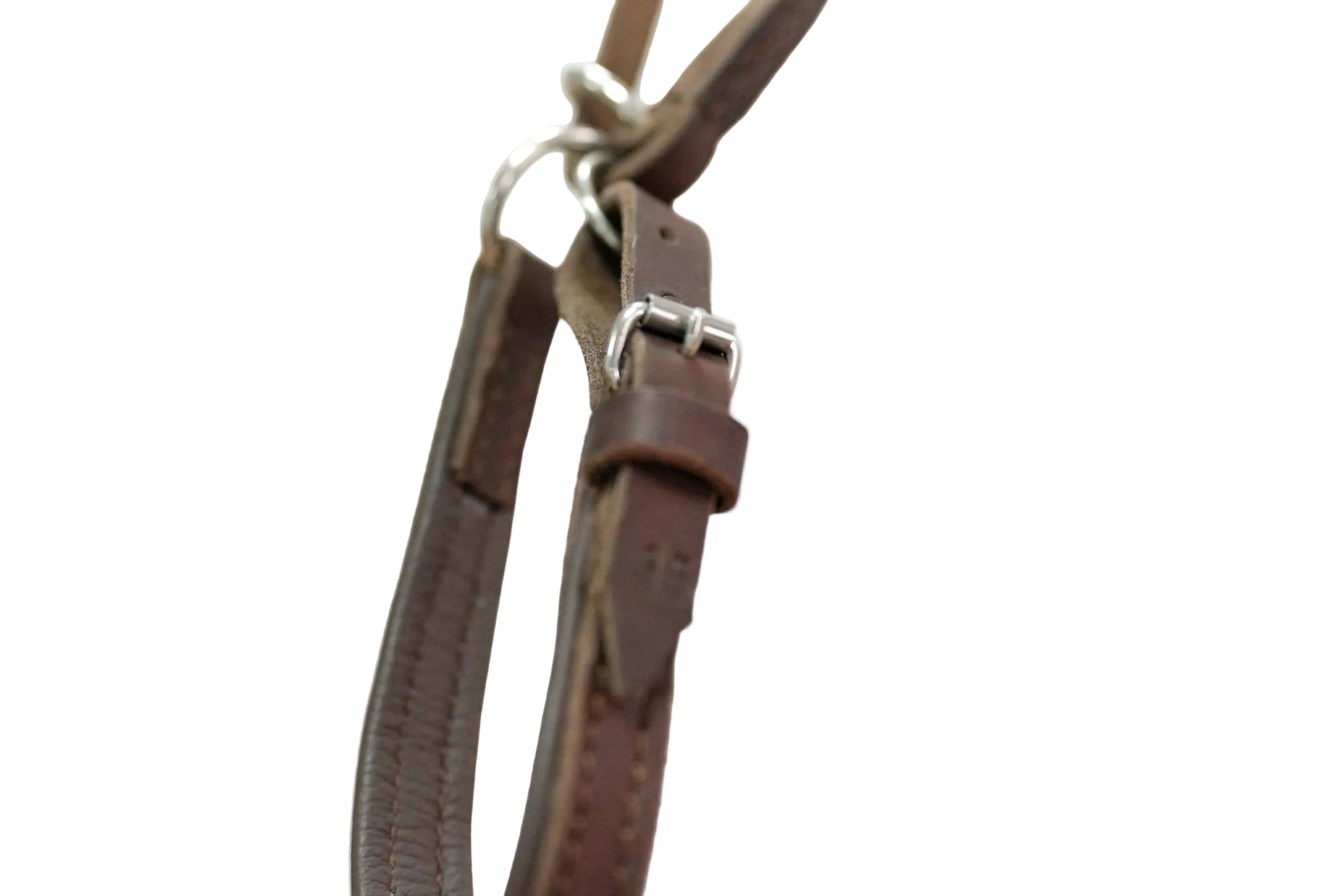 Schweikert Brown Leather Show Lead with Handle clasp close-up