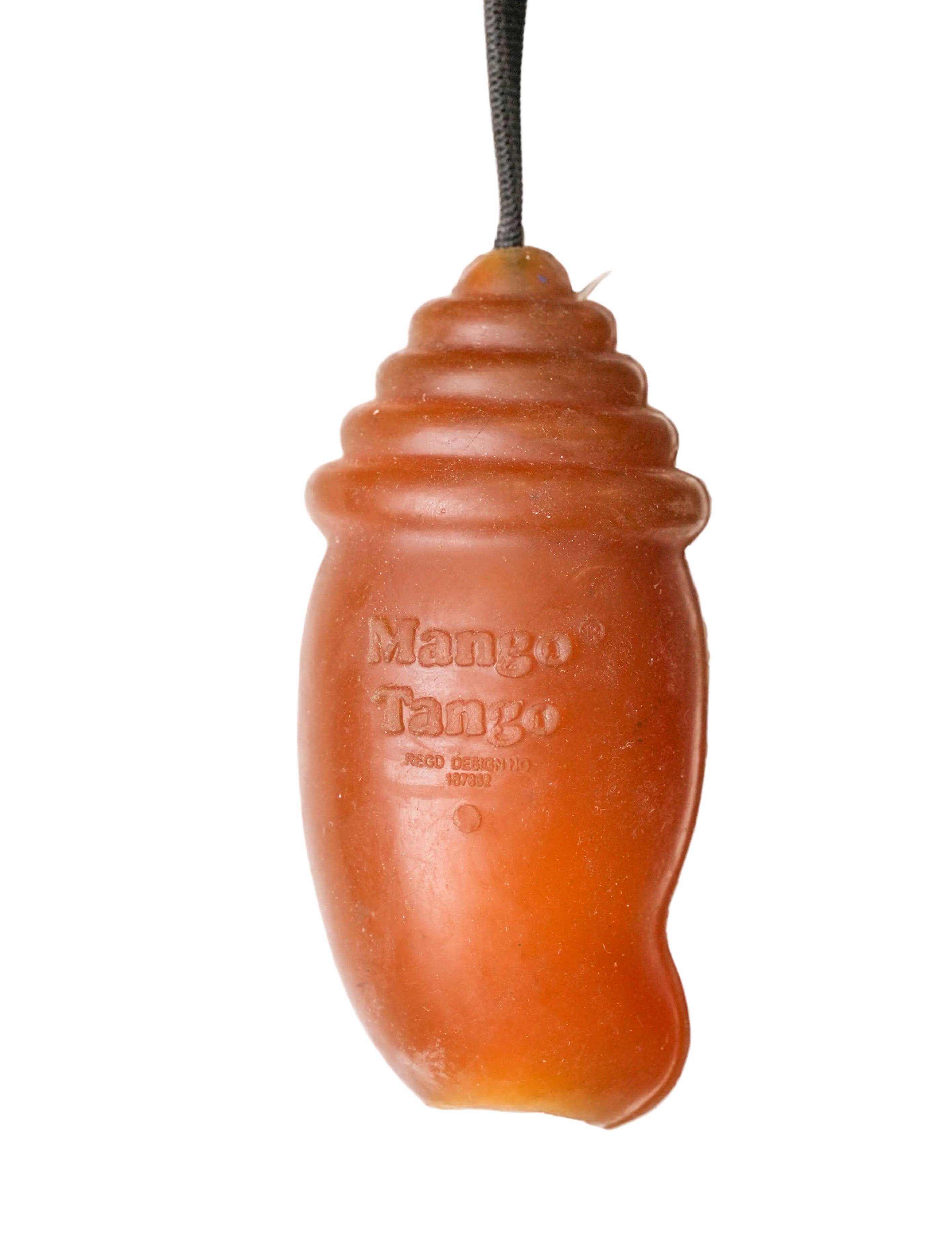 Schweikert Mango Tango Organic Natural Rubber Dog Toy on a String front