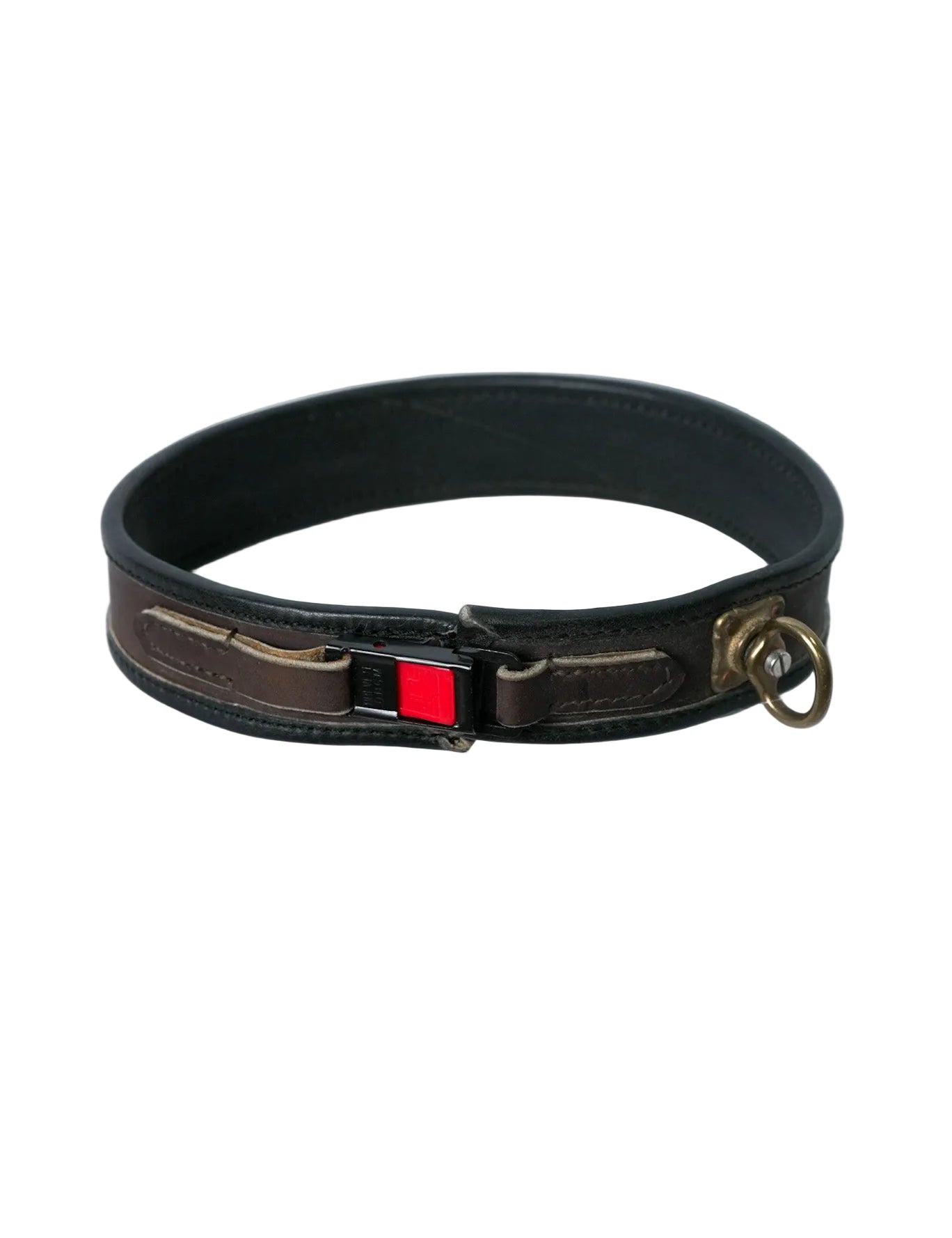 Leather Hunting Dog Collar with Brass Swivel Brown Top 