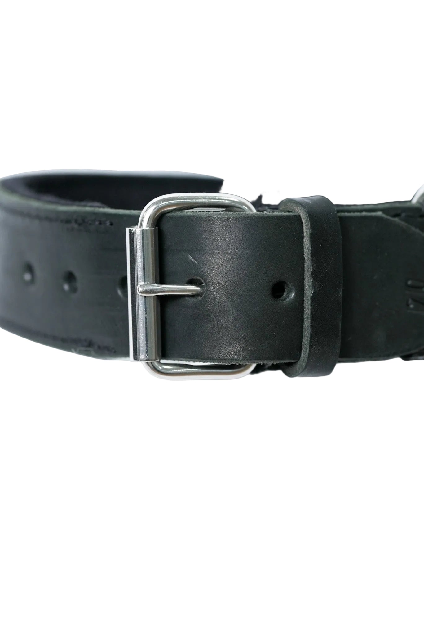 Schweikert leather dog collar with felt padding handle clasp