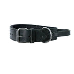 Schweikert leather dog collar with felt padding handle clasp loop