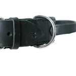 Schweikert leather dog collar with felt padding handle lateral view