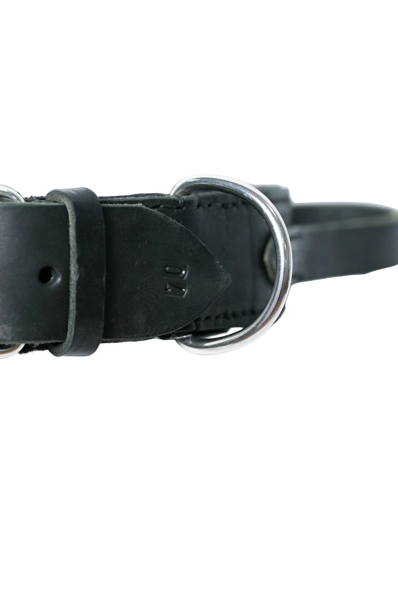 Schweikert leather dog collar with felt padding handle lateral view