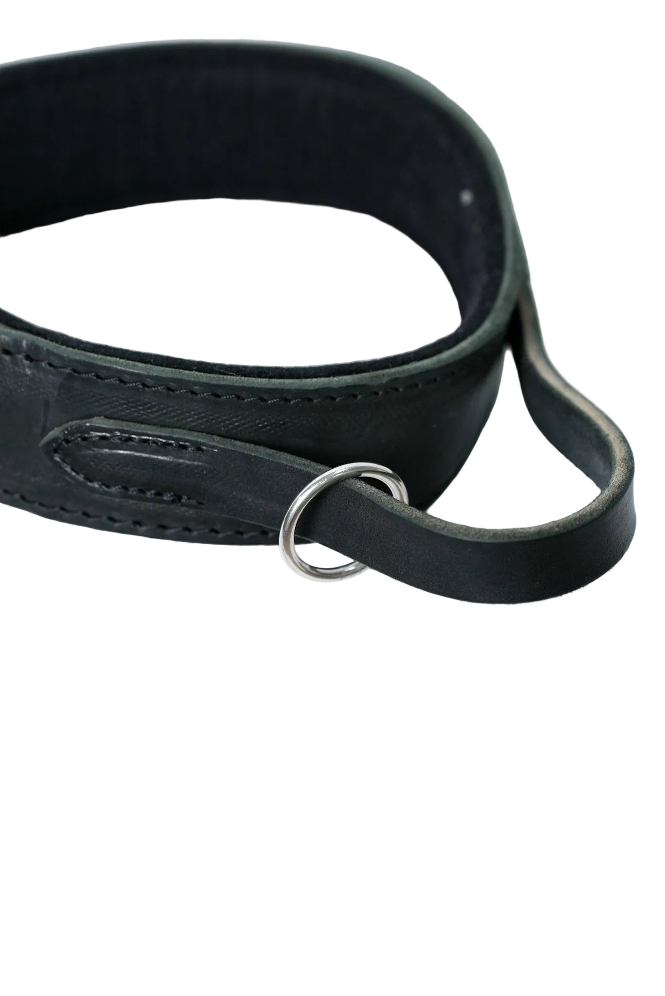Schweikert leather dog collar with felt padding handle loop