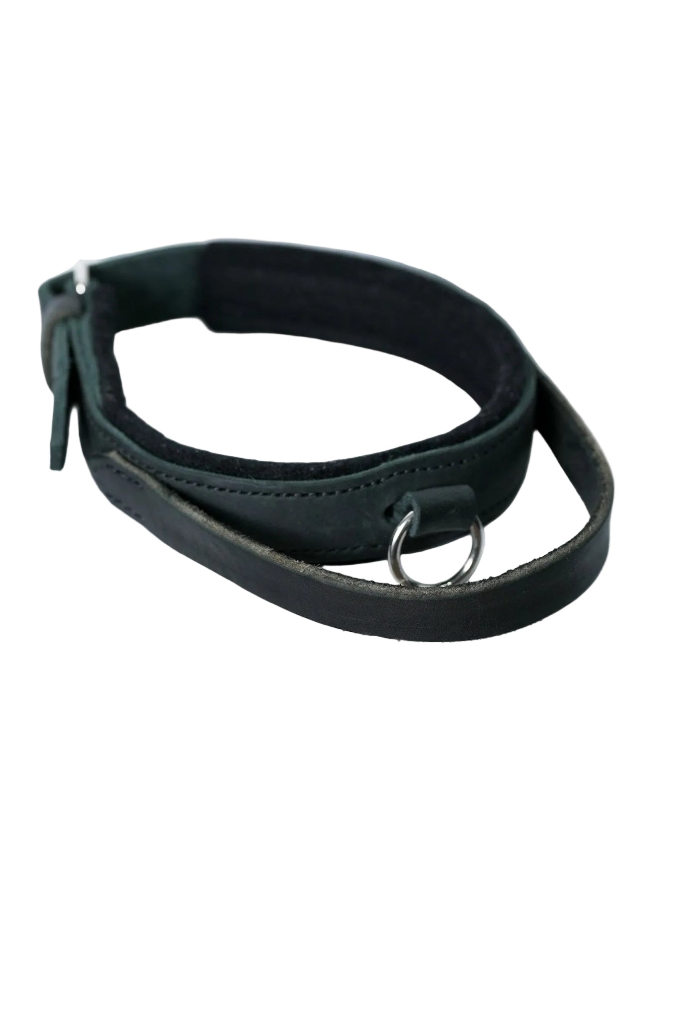 Schweikert lather dog collar with felt padding handle - side view